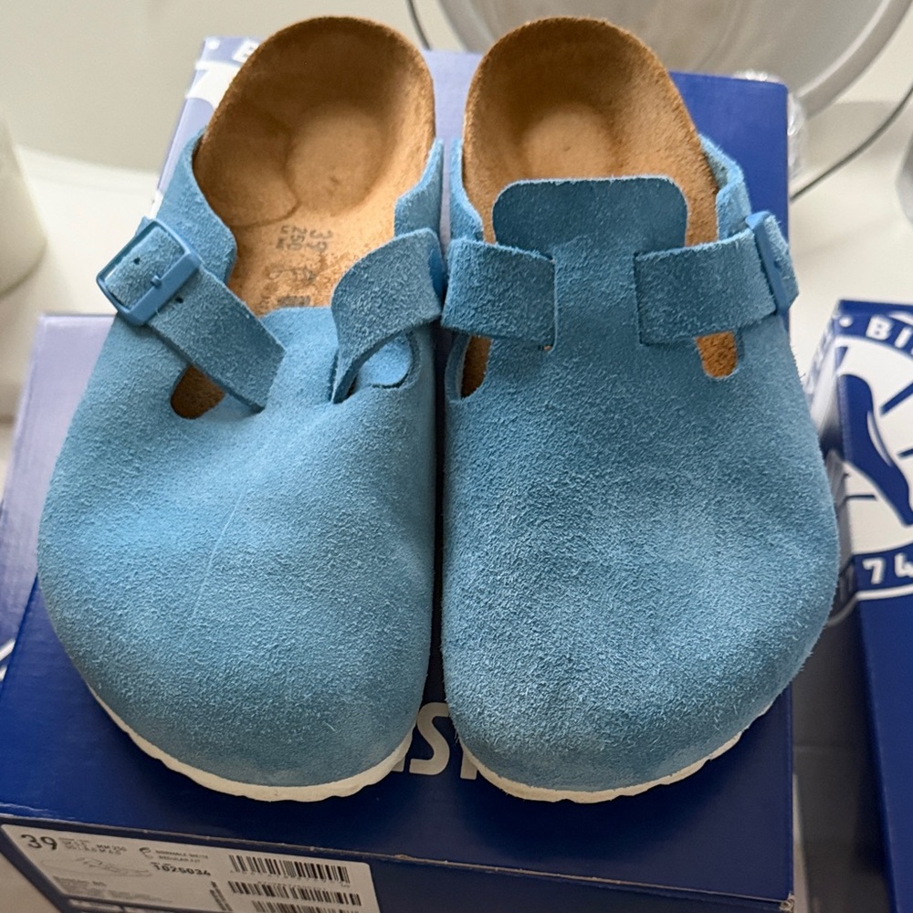Birkenstock Boston Sky Blue Suede
